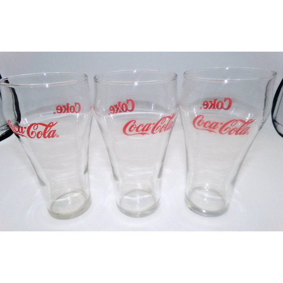 Vintage Coca-Cola Coke Soda Fountain Glass Red Double SIded Logo Red Letter Coke - Picture 4 of 16